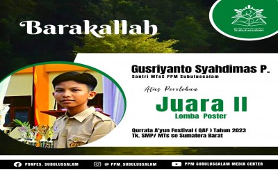 Santri MTs S PPM Subulussalam Meraih Juara II Lomba Poster Se-Sumbar 2023